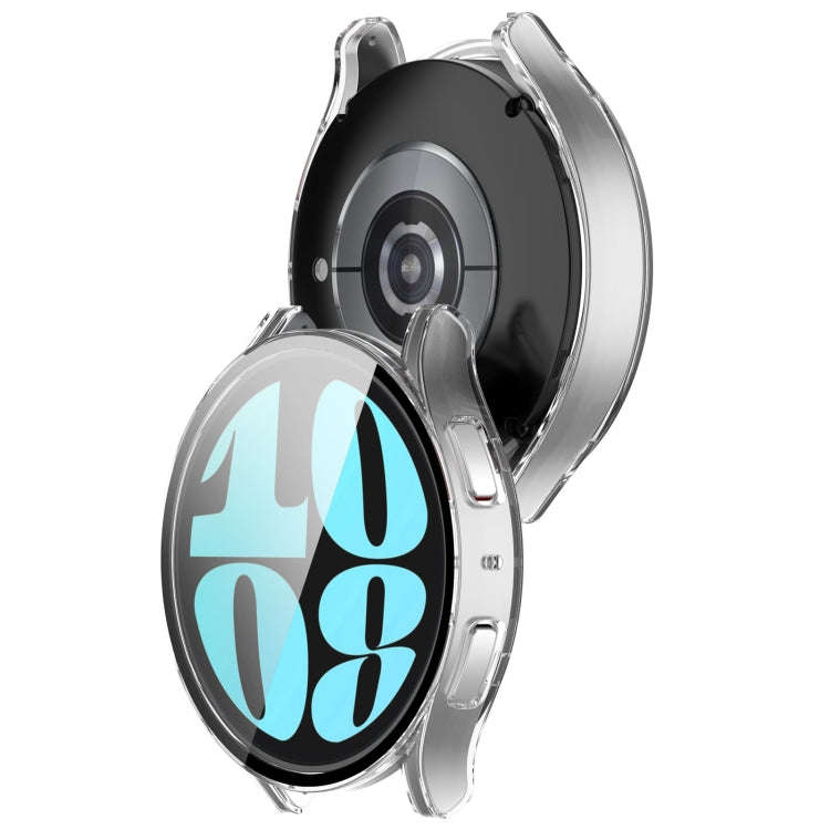 For Samsung Galaxy Watch6 44mm PC + Tempered Film Integrated Watch Protective Case(Transparent)