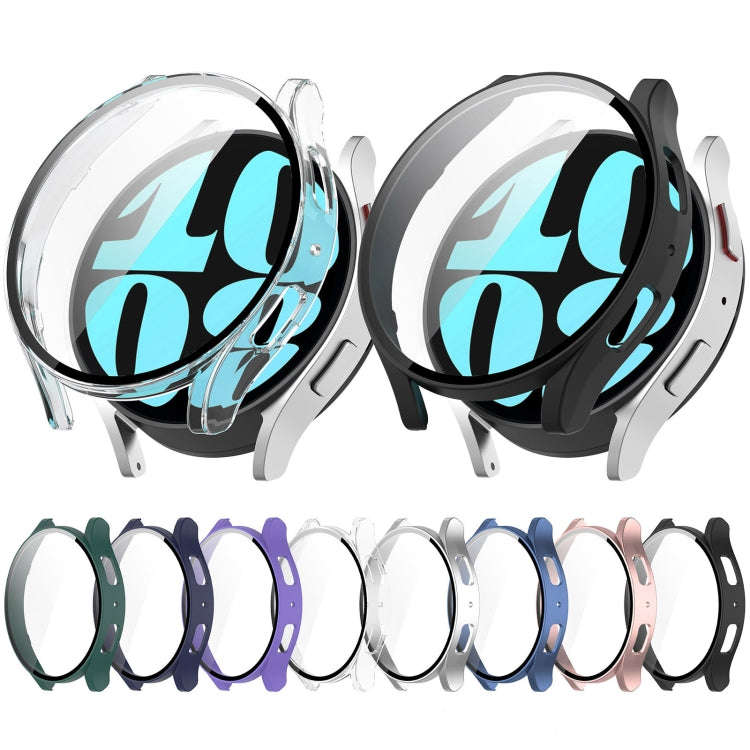 For Samsung Galaxy Watch6 40mm PC + Tempered Film Integrated Watch Protective Case(Midnight Blue)
