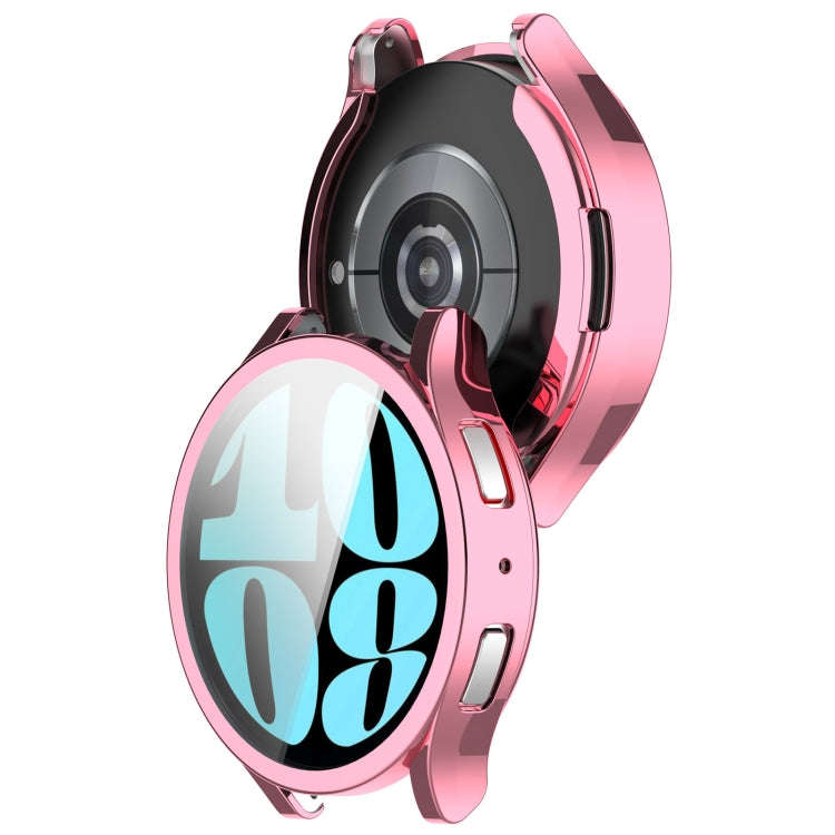 For Samsung Galaxy Watch6 44mm Full Coverage TPU Electroplated Watch Protective Case(Pink)