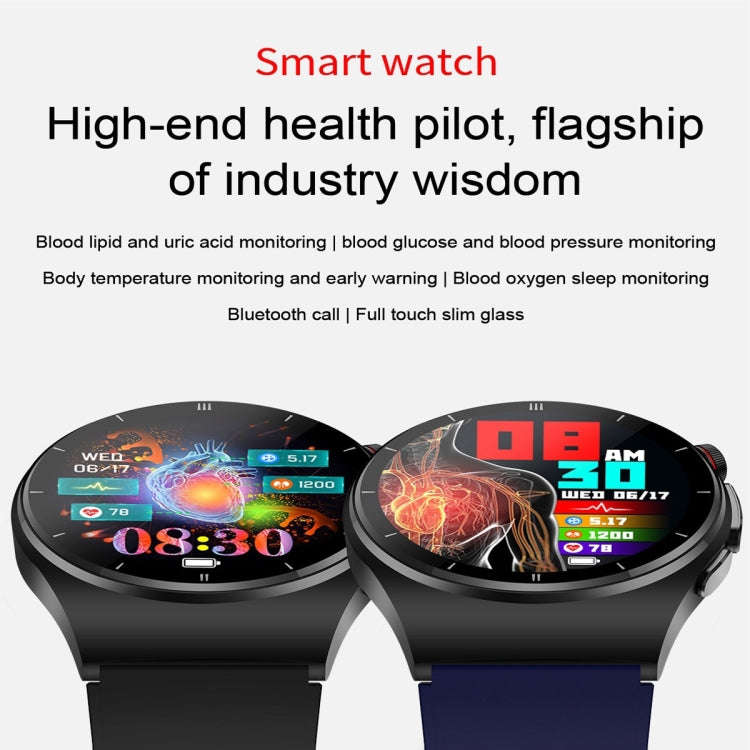 ET340 1.46 inch Color Screen Smart Silicone Strap Watch,Support Blood Oxygen / Blood Glucose / Ur...
