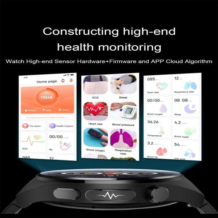 ET340 1.46 inch Color Screen Smart Silicone Strap Watch,Support Blood Oxygen / Blood Glucose / Ur...