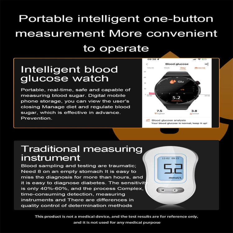 ET340 1.46 inch Color Screen Smart Silicone Strap Watch,Support Blood Oxygen / Blood Glucose / Ur...