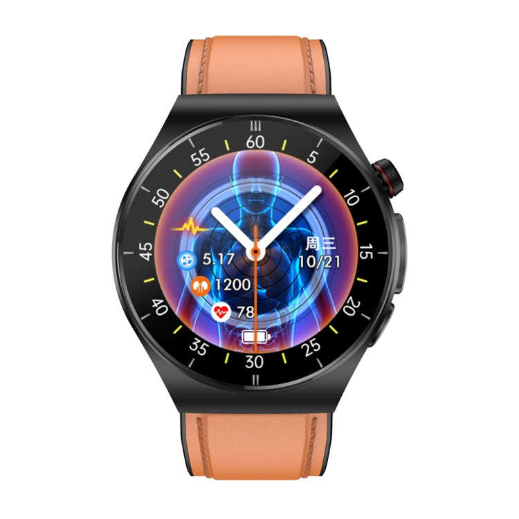 ET340 1.46 inch Color Screen Smart Leather Strap Watch,Support Blood Oxygen / Blood Glucose / Uri...