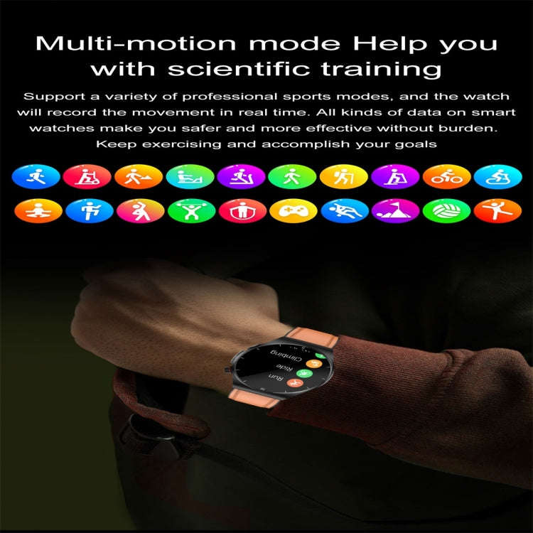 ET340 1.46 inch Color Screen Smart Leather Strap Watch,Support Blood Oxygen / Blood Glucose / Uri...