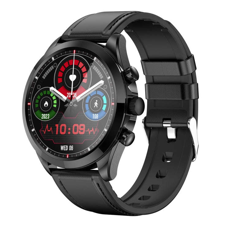 ET440 1.39 inch Color Screen Smart Leather Strap Watch,Support Heart Rate / Blood Pressure / Bloo...