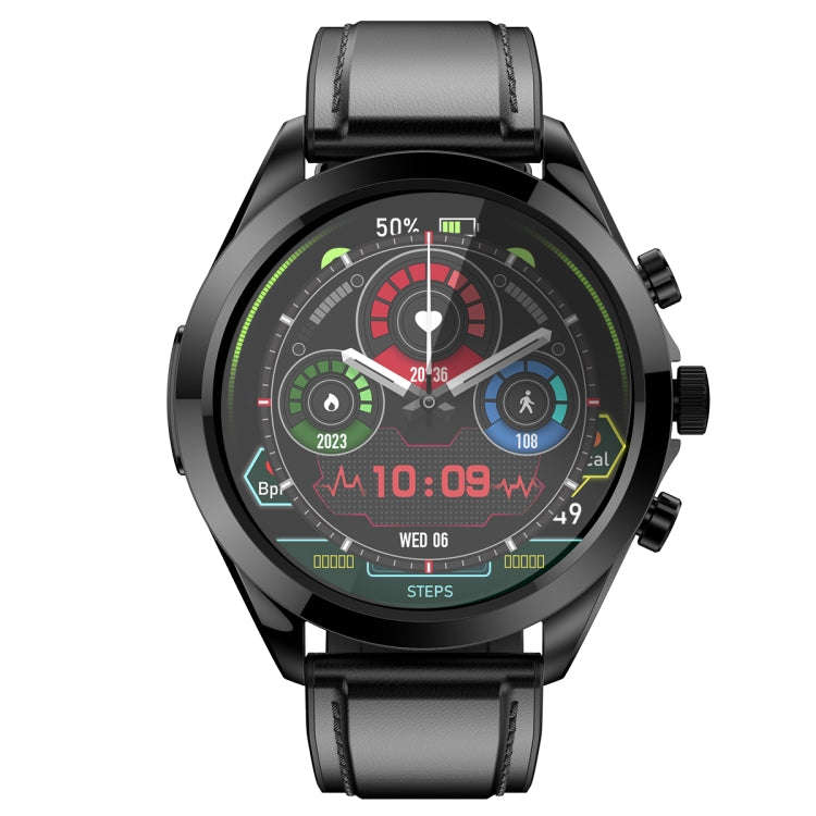 ET440 1.39 inch Color Screen Smart Leather Strap Watch,Support Heart Rate / Blood Pressure / Bloo...