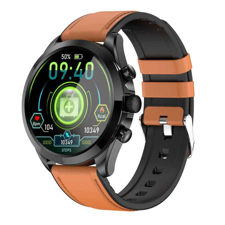 ET440 1.39 inch Color Screen Smart Leather Strap Watch,Support Heart Rate / Blood Pressure / Bloo...