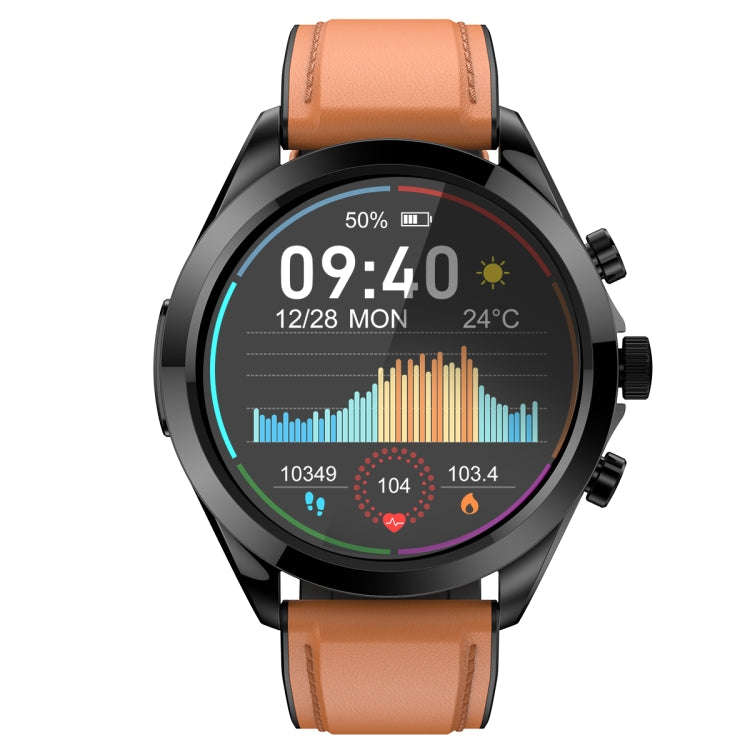 ET440 1.39 inch Color Screen Smart Leather Strap Watch,Support Heart Rate / Blood Pressure / Bloo...