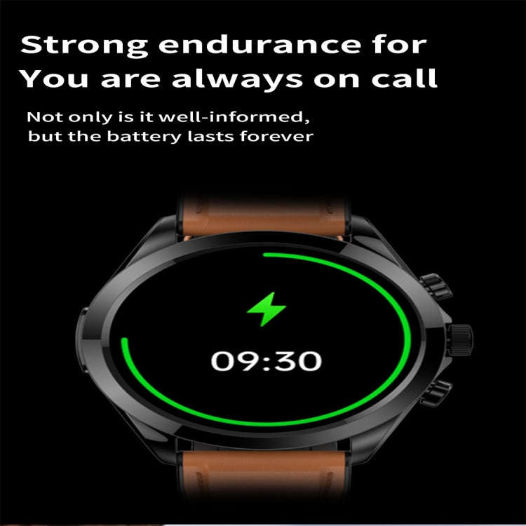 ET440 1.39 inch Color Screen Smart Leather Strap Watch,Support Heart Rate / Blood Pressure / Bloo...
