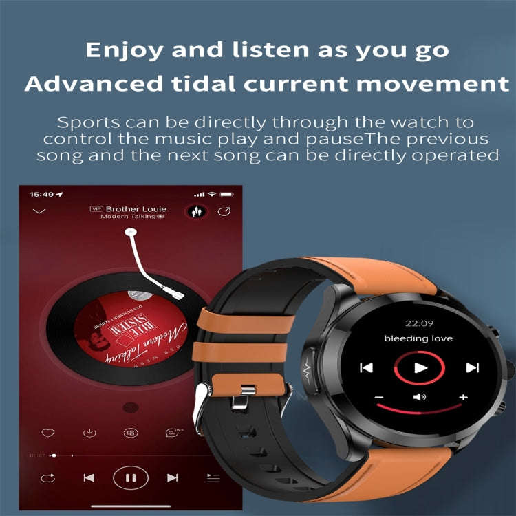ET440 1.39 inch Color Screen Smart Leather Strap Watch,Support Heart Rate / Blood Pressure / Bloo...