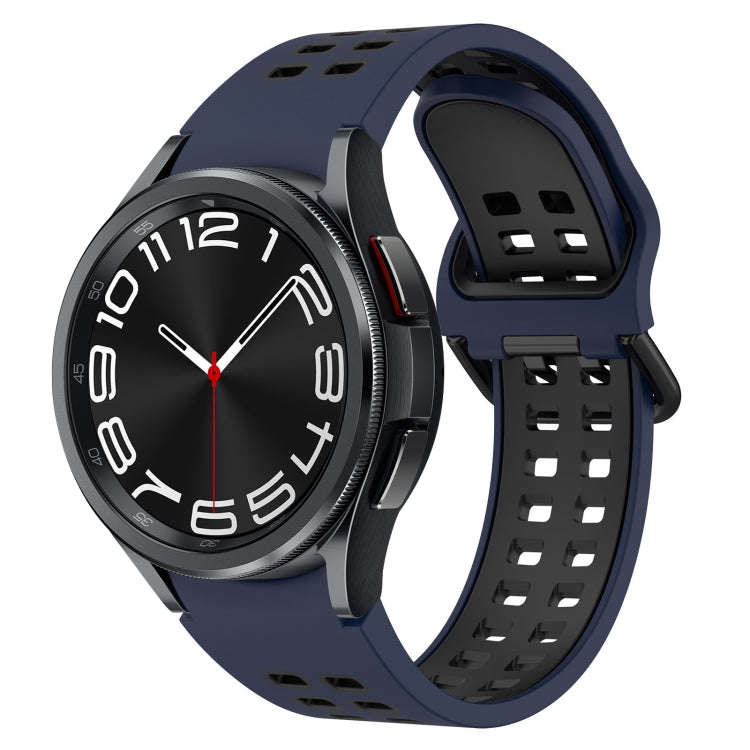 For Samsung Galaxy Watch 6 Classic 47mm Two-Color Breathable Silicone Watch Band(Midnight Blue + ...