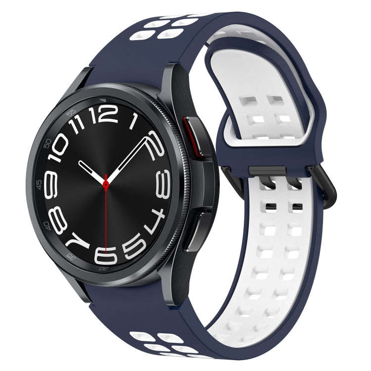 For Samsung Galaxy Watch 6 Classic 47mm Two-Color Breathable Silicone Watch Band(Midnight Blue + ...