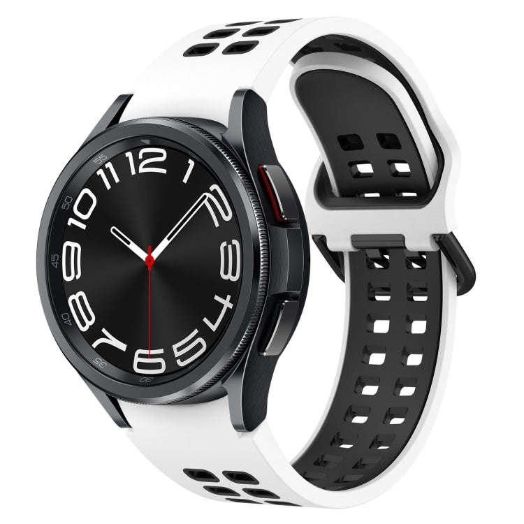 For Samsung Galaxy Watch 6 Classic 43mm Two-Color Breathable Silicone Watch Band(White + Black)