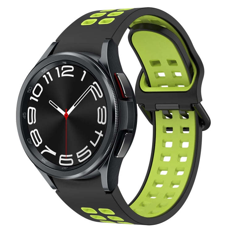 For Samsung Galaxy Watch 6 Classic 43mm Two-Color Breathable Silicone Watch Band(Black + Green)