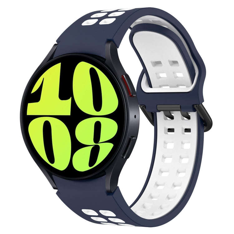 For Samsung Galaxy Watch 6 40mm Two-Color Breathable Silicone Watch Band(Midnight Blue + White)