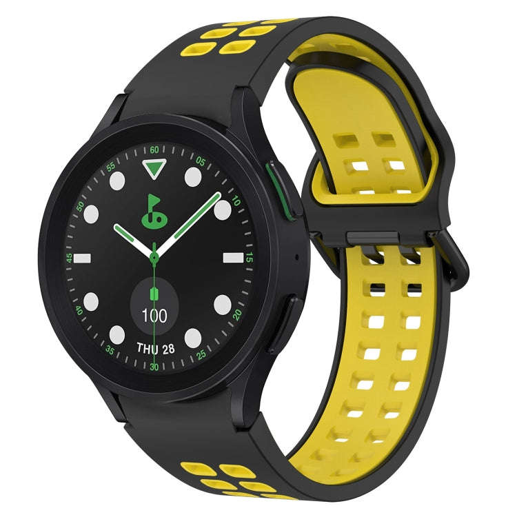 For Samsung Galaxy watch 5 Pro Golf Edition Two-Color Breathable Silicone Watch Band(Black + Yellow)