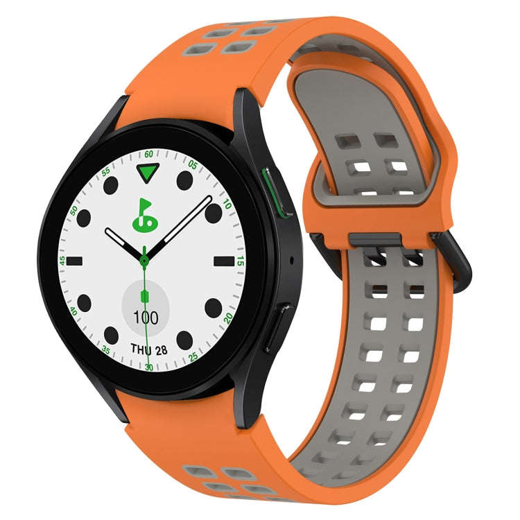 For Samsung Galaxy watch 5 Golf Edition Two-Color Breathable Silicone Watch Band(Orange + Gray)