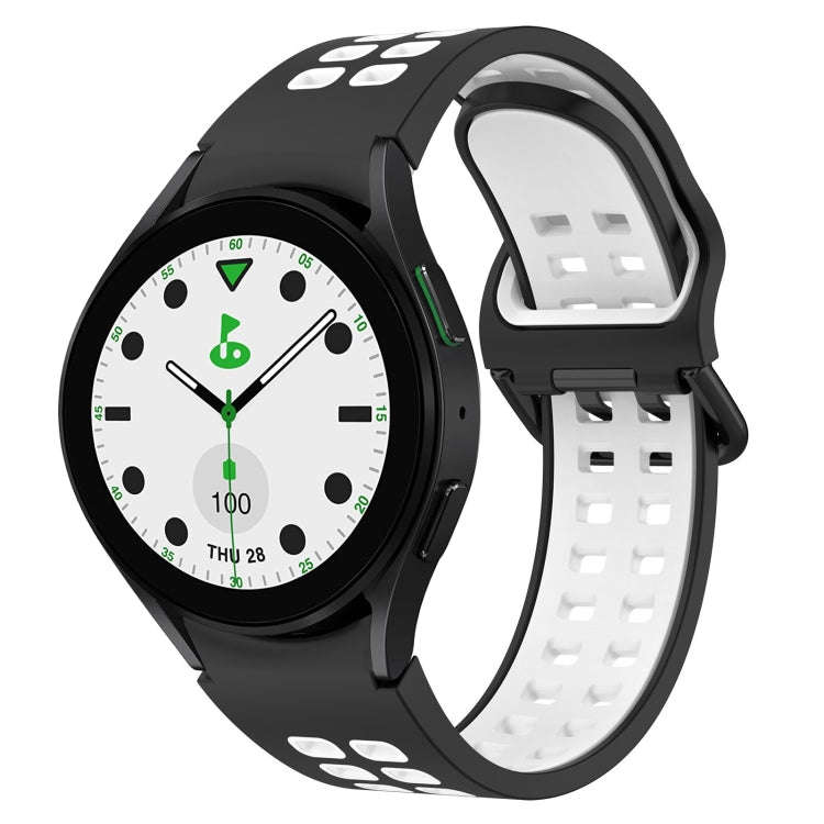 For Samsung Galaxy watch 5 Golf Edition Two-Color Breathable Silicone Watch Band(Black + White)