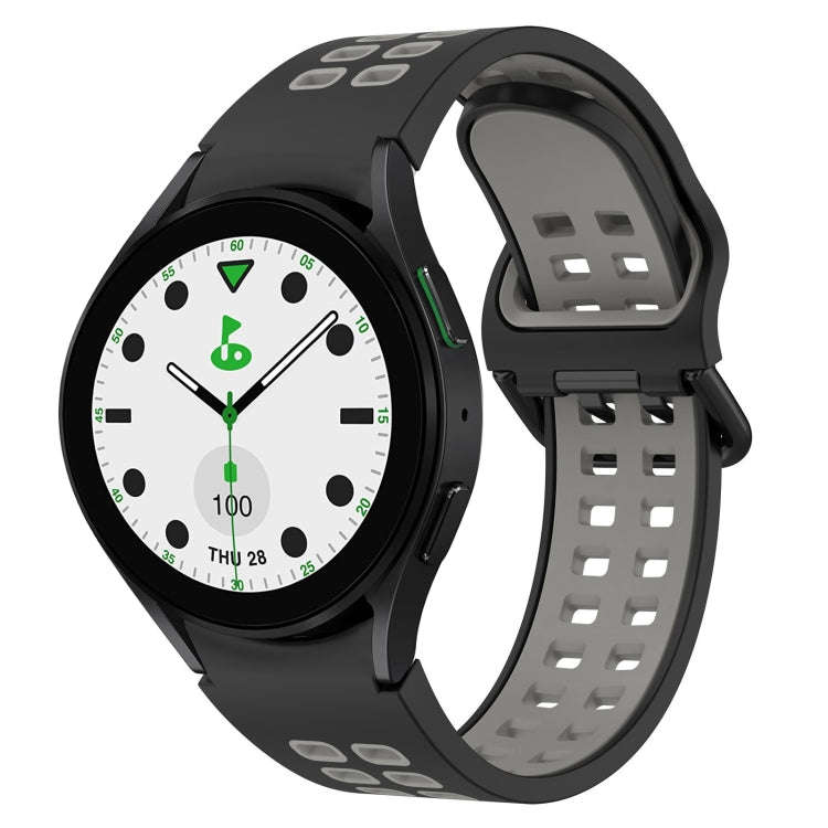 For Samsung Galaxy watch 5 Golf Edition Two-Color Breathable Silicone Watch Band(Black + Gray)