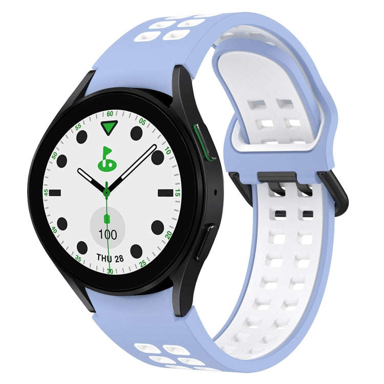 For Samsung Galaxy watch 5 Golf Edition Two-Color Breathable Silicone Watch Band(Light Blue + White)