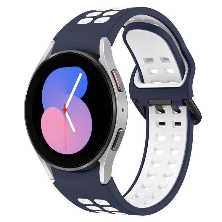For Samsung Galaxy Watch 5  40mm Two-Color Breathable Silicone Watch Band(Midnight Blue + White)