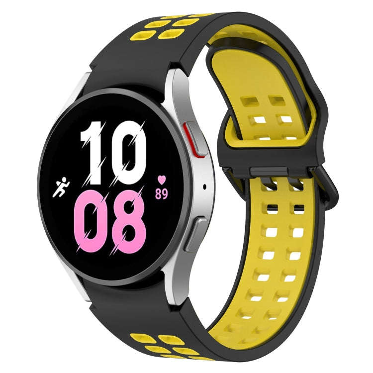 For Samsung Galaxy Watch 5  44mm Two-Color Breathable Silicone Watch Band(Black + Yellow)