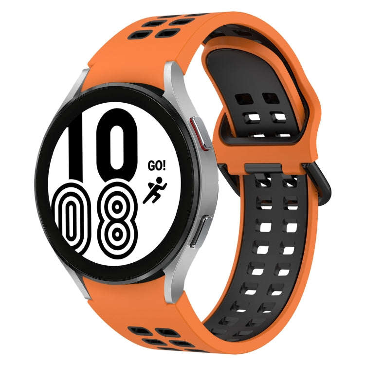 For Samsung Galaxy Watch 4 44mm Two-Color Breathable Silicone Watch Band(Orange + Black)
