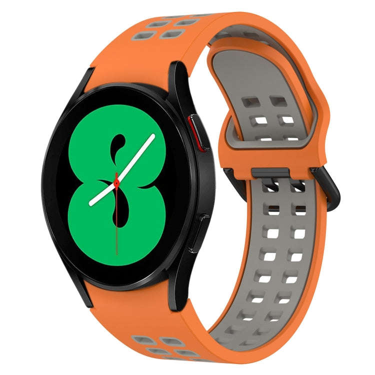 For Samsung Galaxy Watch 4 40mm Two-Color Breathable Silicone Watch Band(Orange + Gray)