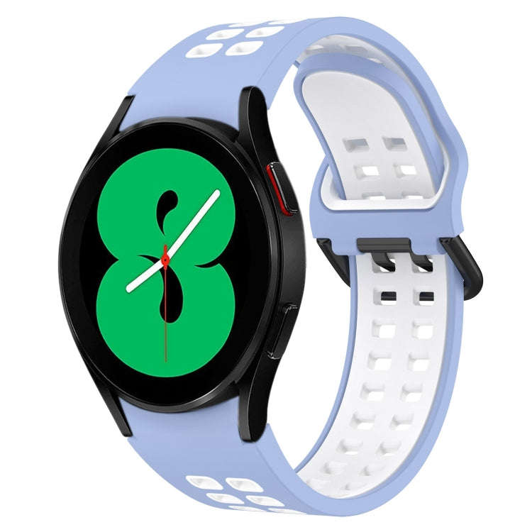 For Samsung Galaxy Watch 4 40mm Two-Color Breathable Silicone Watch Band(Light Blue + White)