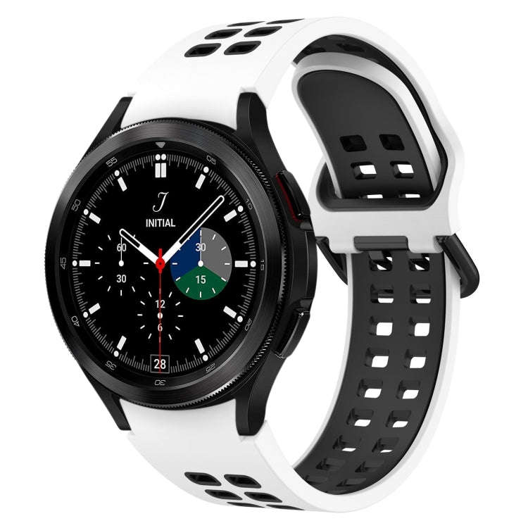 For Samsung  Galaxy Watch 4 Classic 46mm Two-Color Breathable Silicone Watch Band(White + Black)