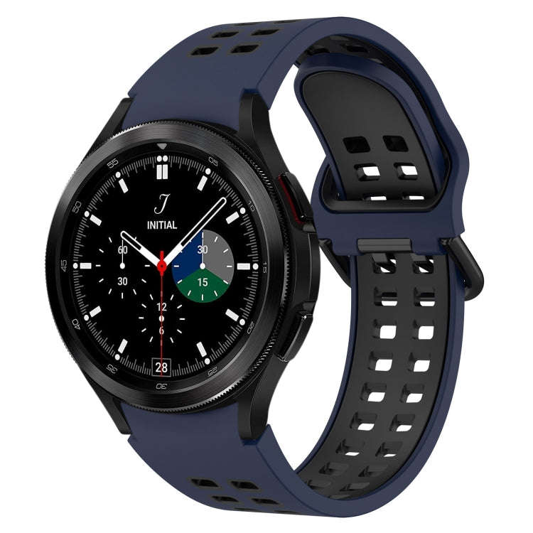 For Samsung  Galaxy Watch 4 Classic 46mm Two-Color Breathable Silicone Watch Band(Midnight Blue +...