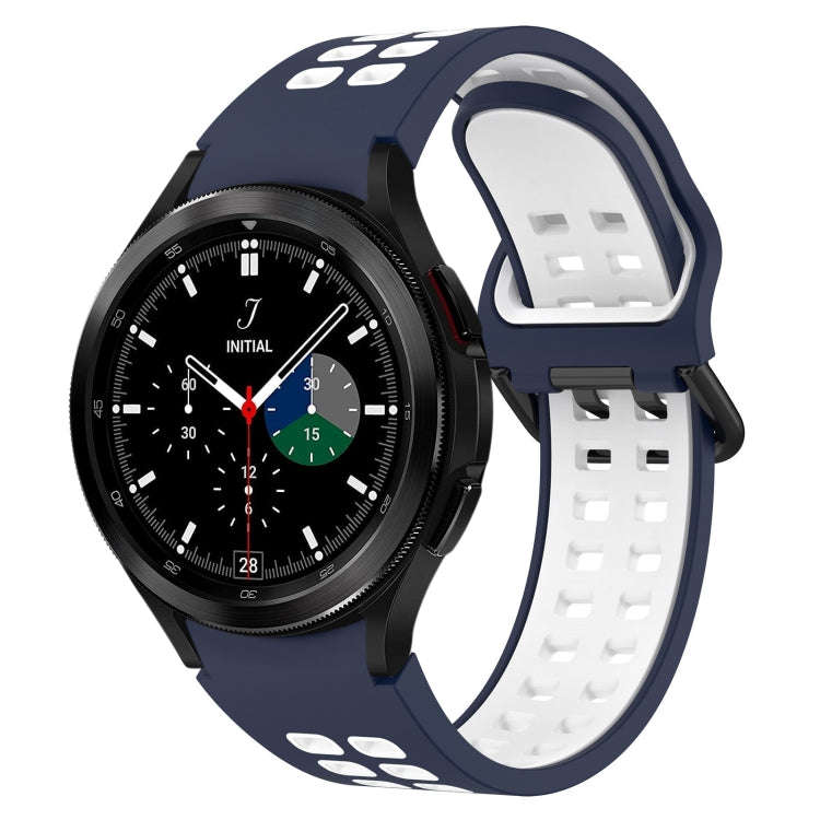 For Samsung  Galaxy Watch 4 Classic 46mm Two-Color Breathable Silicone Watch Band(Midnight Blue +...