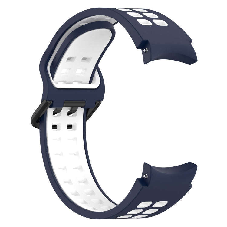 For Samsung  Galaxy Watch 4 Classic 46mm Two-Color Breathable Silicone Watch Band(Midnight Blue +...