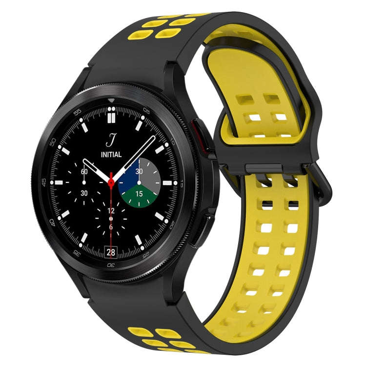 For Samsung  Galaxy Watch 4 Classic 42mm Two-Color Breathable Silicone Watch Band(Black + Yellow)