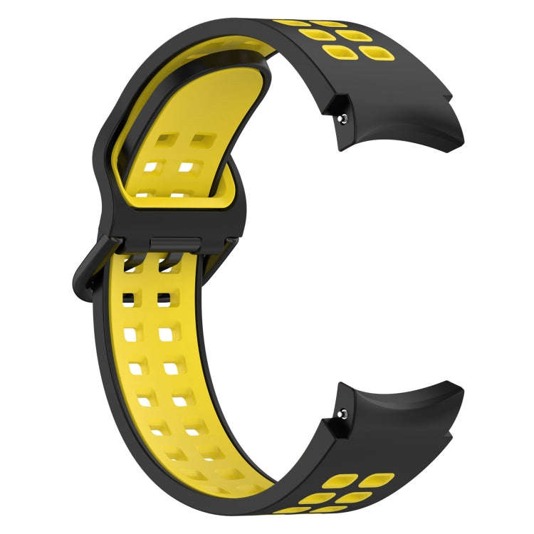 For Samsung  Galaxy Watch 4 Classic 42mm Two-Color Breathable Silicone Watch Band(Black + Yellow)