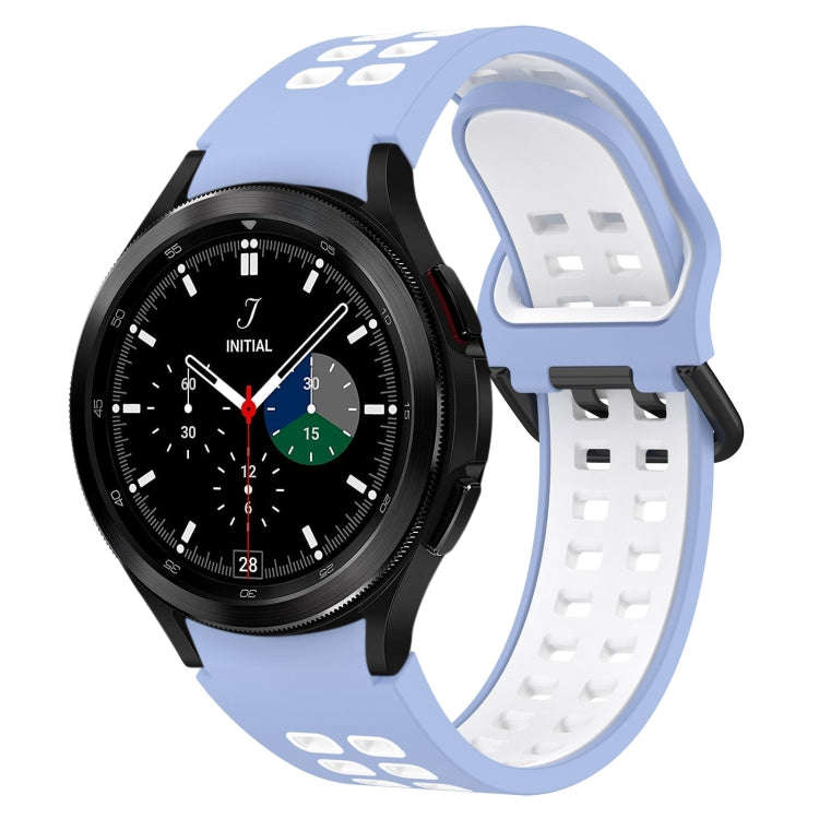 For Samsung  Galaxy Watch 4 Classic 42mm Two-Color Breathable Silicone Watch Band(Light Blue + Wh...