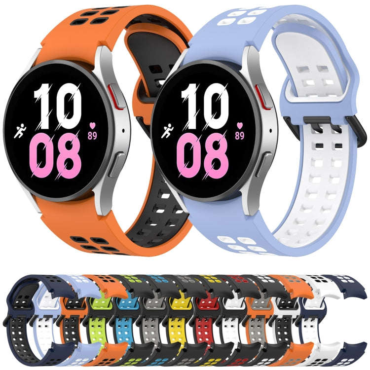 For Samsung  Galaxy Watch 4 Classic 46mm Two-Color Breathable Silicone Watch Band(Midnight Blue +...