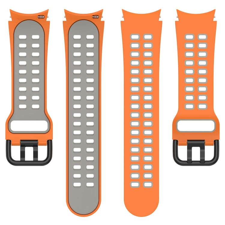 For Samsung Galaxy Watch 4 44mm Two-Color Breathable Silicone Watch Band(Orange + Gray)