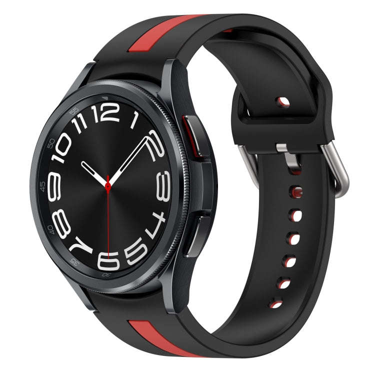 For Samsung Galaxy Watch 6 Classic 47mm Two-Color Silicone Watch Band(Black+Red)