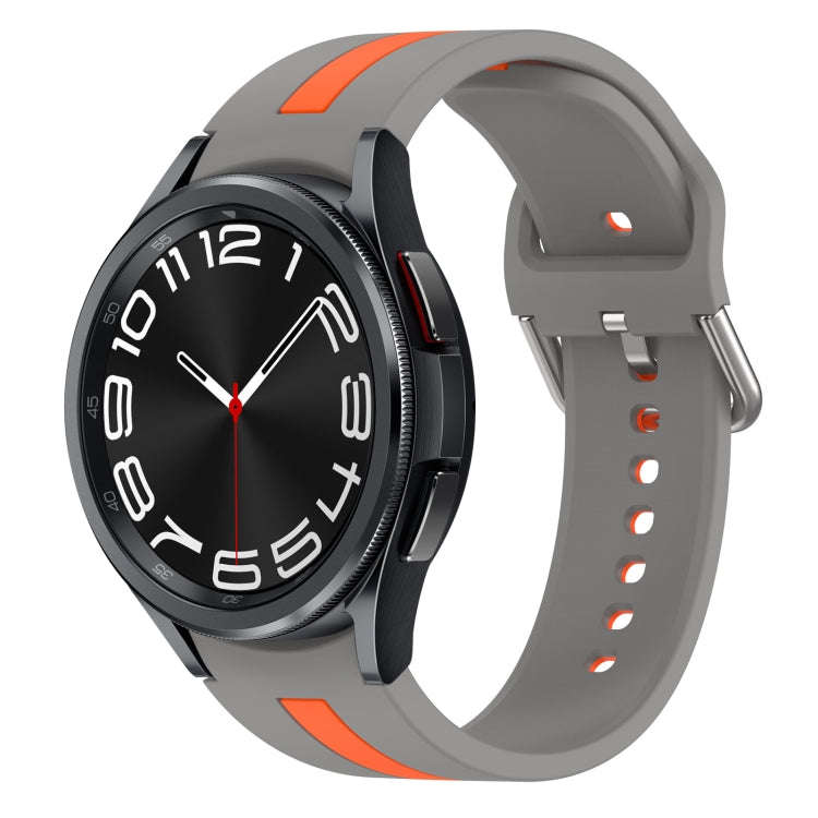 For Samsung Galaxy Watch 6 Classic 47mm Two-Color Silicone Watch Band(Gray+Orange)