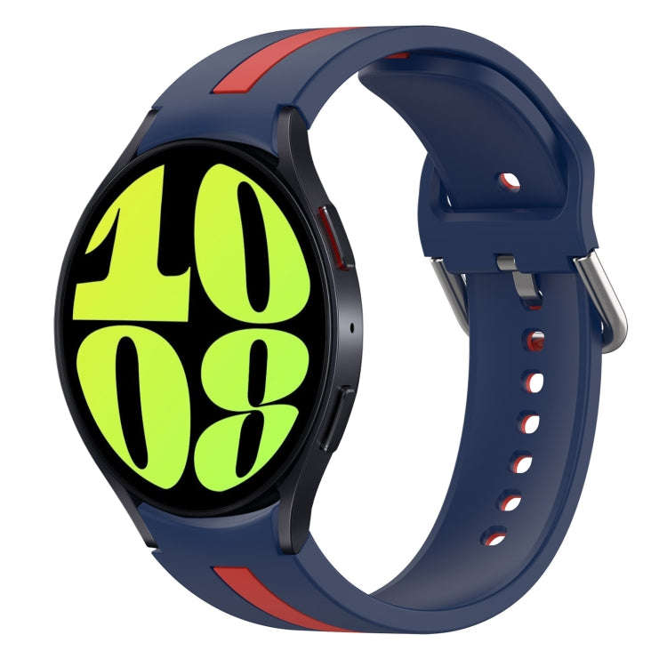 For Samsung Galaxy Watch 6 44mm Two-Color Silicone Watch Band(Midnight Blue+Red)