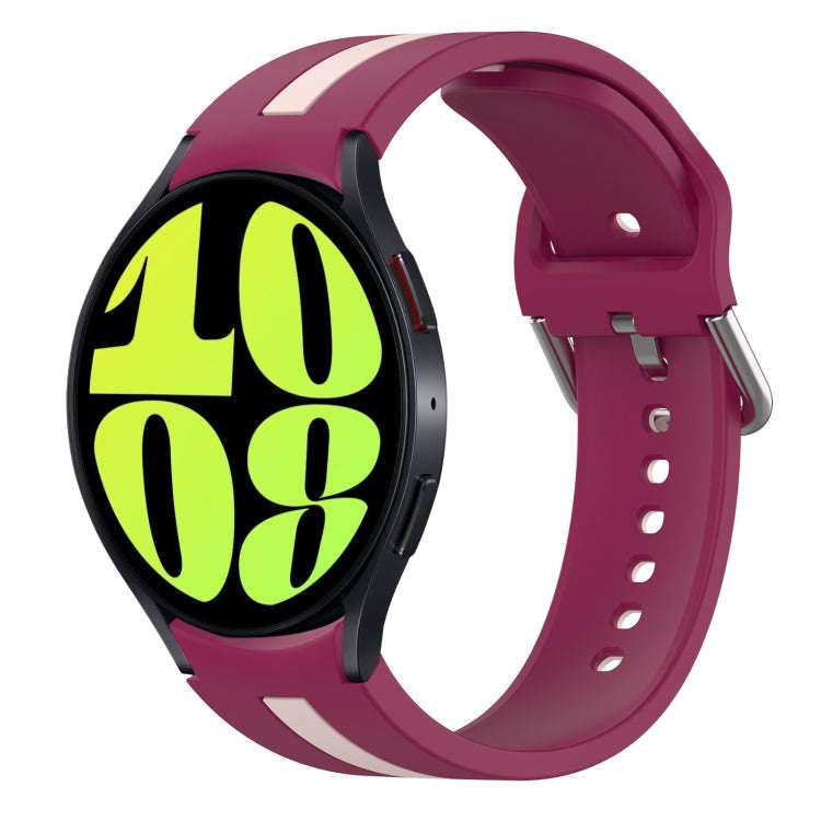 For Samsung Galaxy Watch 6 40mm Two-Color Silicone Watch Band(Wine Red+Pink)