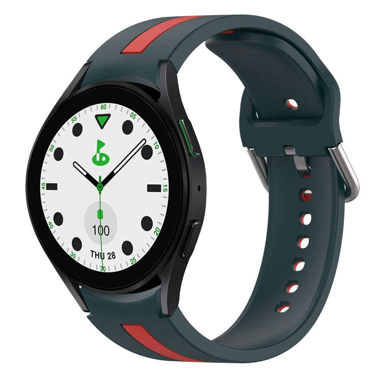 For Samsung Galaxy watch 5 Golf Edition Two-Color Silicone Watch Band(Dark Green+Red)