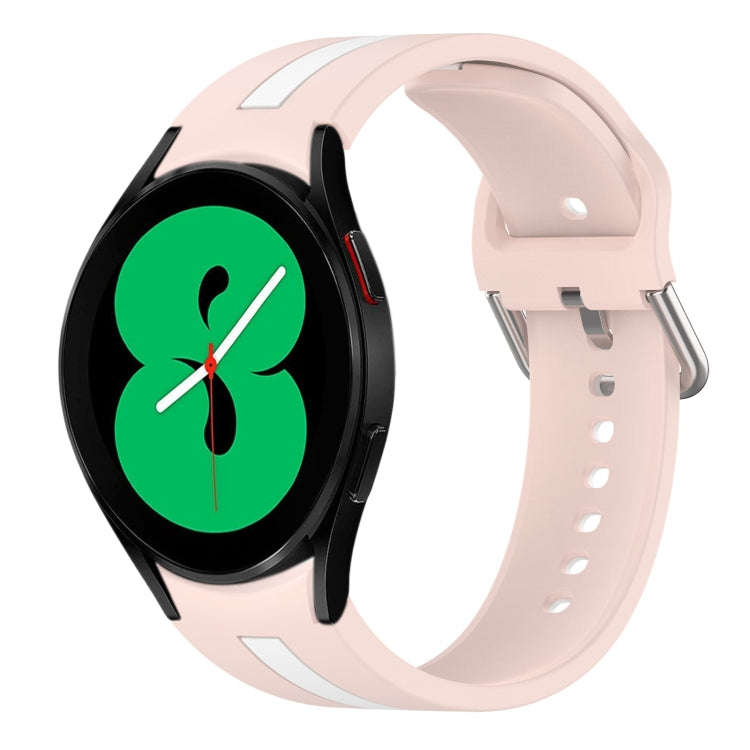 For Samsung Galaxy Watch 4 44mm Two-Color Silicone Watch Band(Pink+White)