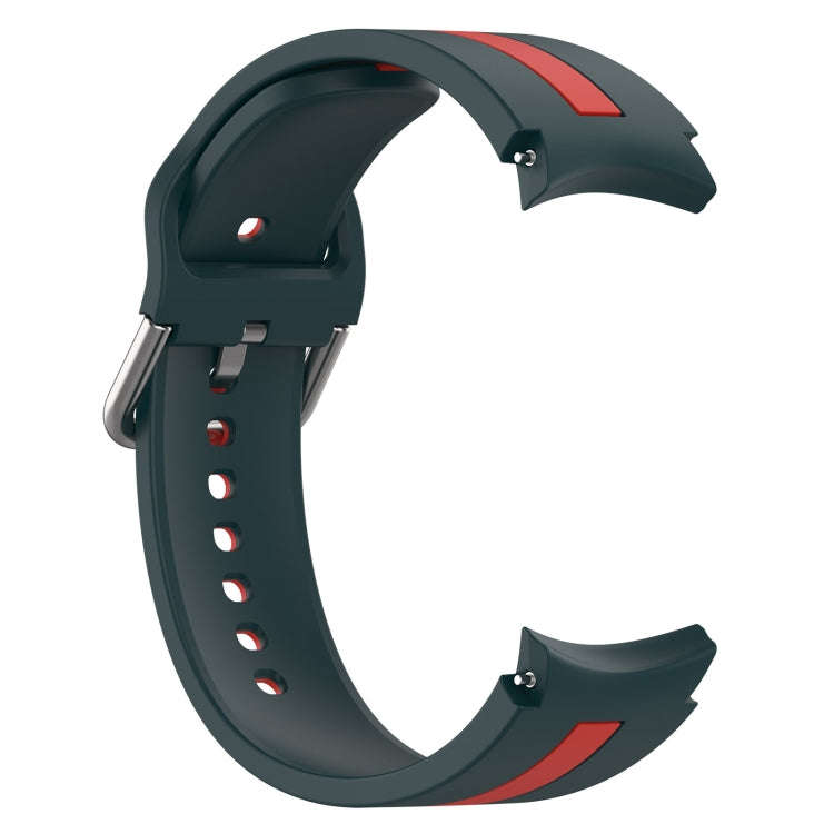 For Samsung  Galaxy Watch 4 Classic 46mm Two-Color Silicone Watch Band(Dark Green+Red)