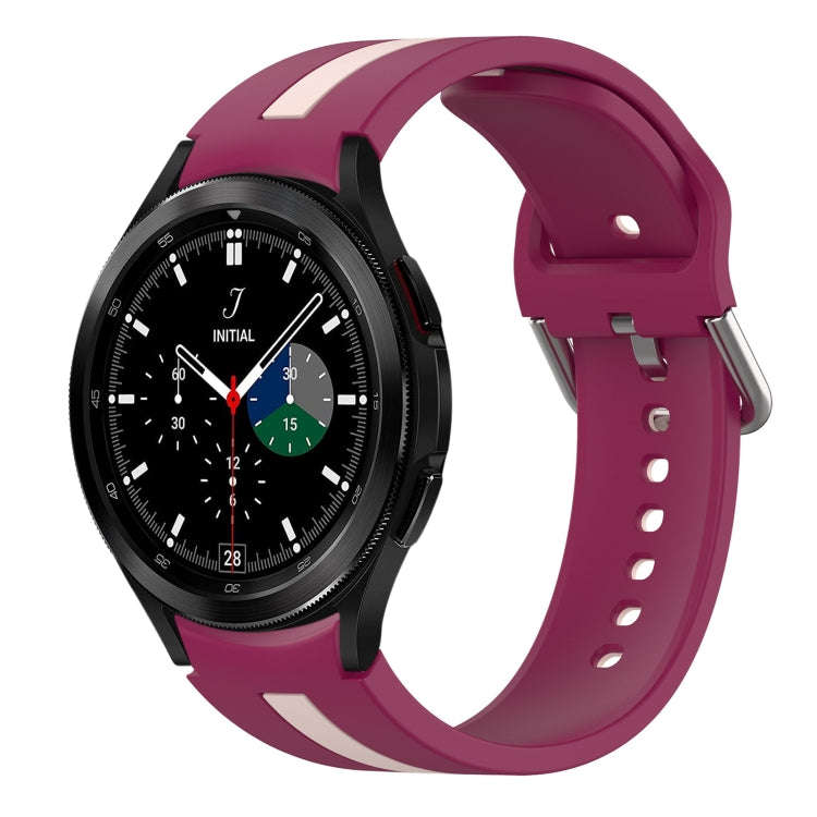 For Samsung  Galaxy Watch 4 Classic 42mm Two-Color Silicone Watch Band(Wine Red+Pink)