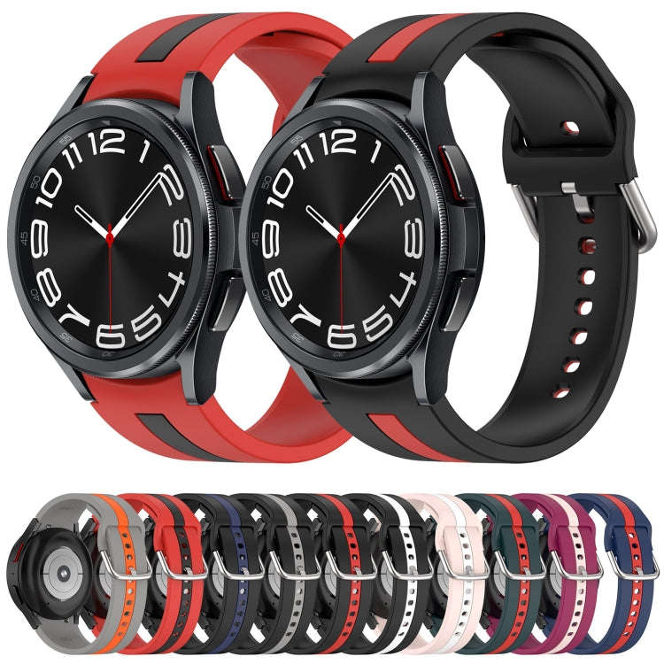 For Samsung Galaxy Watch 6 40mm Two-Color Silicone Watch Band(Black+Gray)