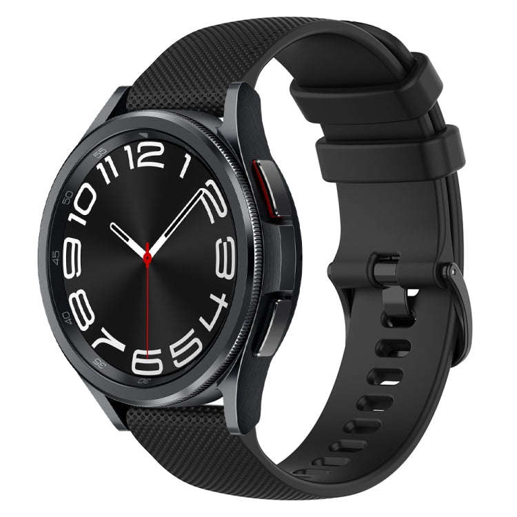 For Samsung Galaxy Watch 6 Classic 47mm 20mm Checkered Silicone Watch Band(Black)