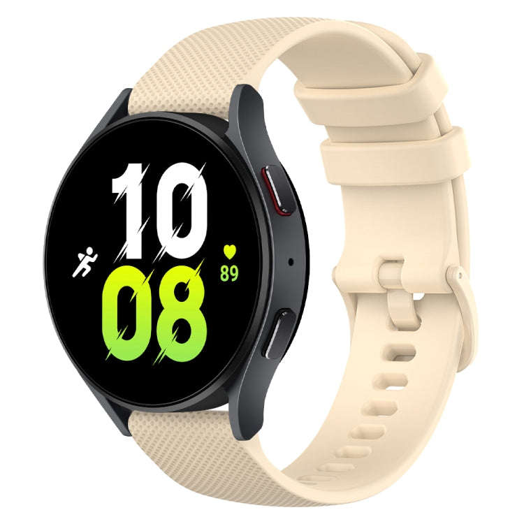 For Samsung Galaxy Watch 5  44mm 20mm Checkered Silicone Watch Band(Beige)