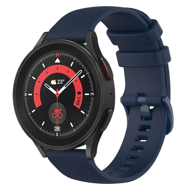 For Samsung Galaxy Watch 5 Pro  45mm 20mm Checkered Silicone Watch Band(Navy Blue)